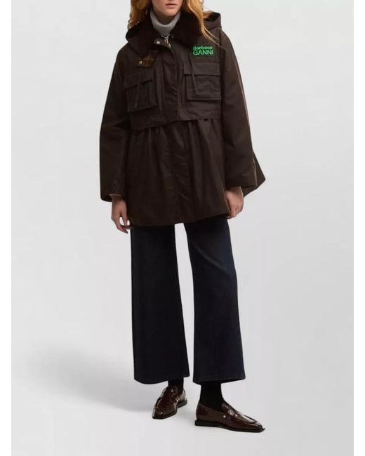 Barbour Black Waxed Cotton Fitted Jacket