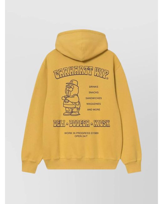 Carhartt Yellow Sandwich Logo Print Hooded Sweatshirt for men
