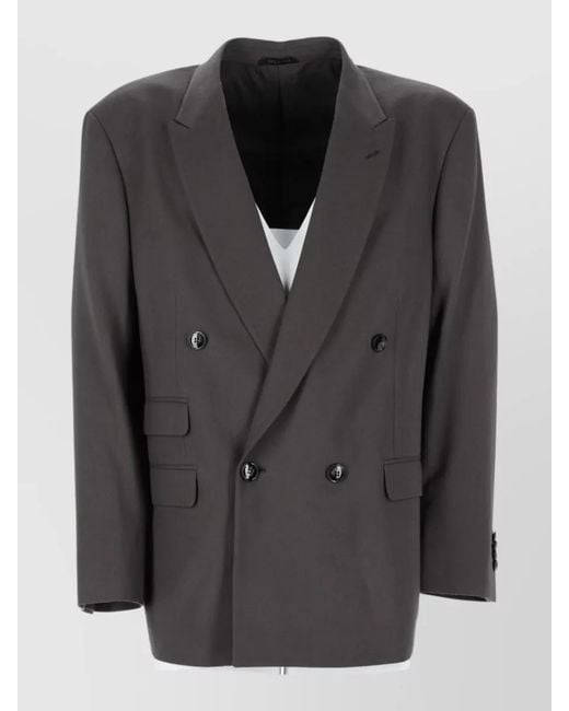 Giorgio Armani Black Double Breasted Long Sleeve Tailored Coat for men