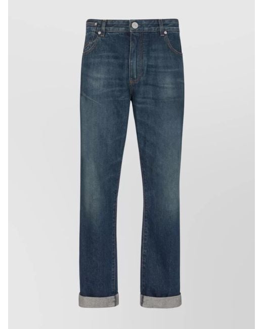 Balmain Blue Denim Vintage Straight-Leg Jeans for men