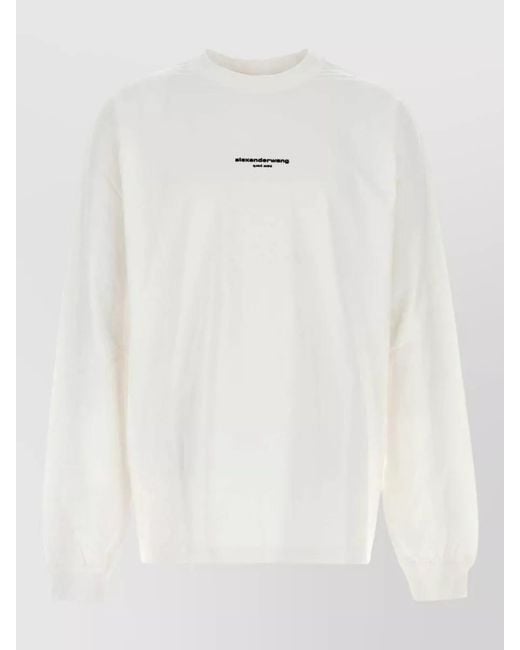 Alexander Wang White Ribbed Long-Sleeve Logo T-Shirt