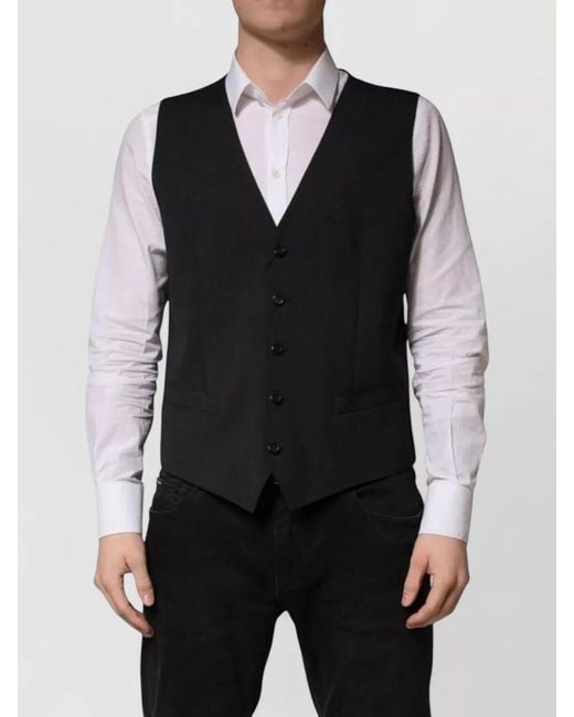 Dolce & Gabbana Black Wool Dress Waistcoat Formal Vest for men