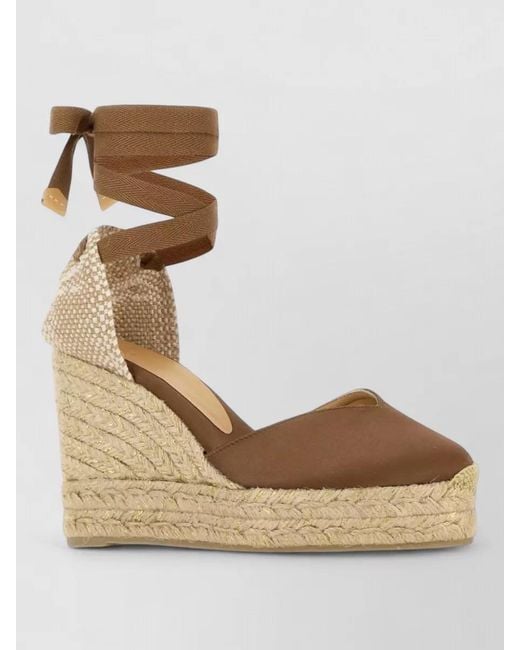 Castaner Metallic Chiara Wedge Espadrilles Peep Toe Heel