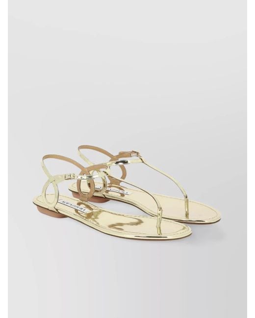 Aquazzura White "Barely There" Metallic Loop Ankle Strap Sandals