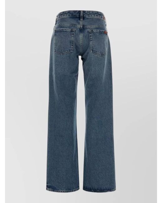 7 For All Mankind Blue Low Rise Straight Leg Denim Jeans