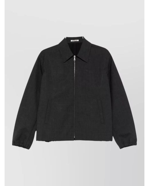 Auralee Black Nylon Silk Blend Jacket Front Zip for men