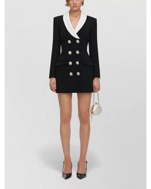 Self-Portrait Black Tailored Mini Blazer Dress Double Breasted