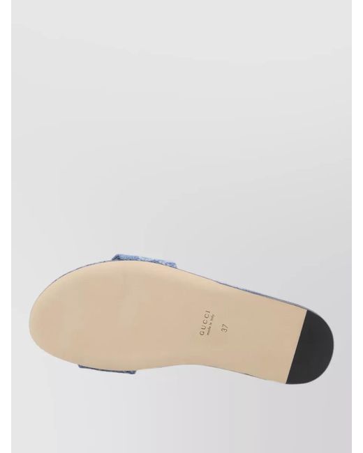 Gucci Blue Slides Horsebit Detail Denim Sole
