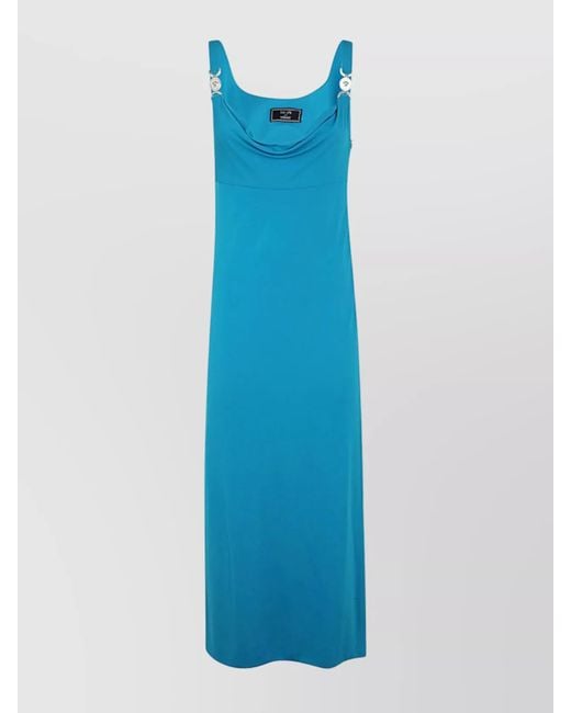 Versace Blue Jersey Opaco Maxi Gown Hardware