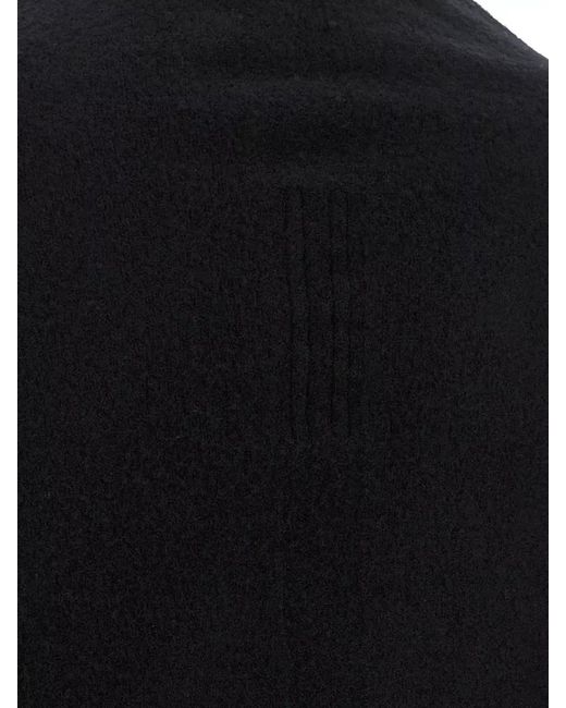 Rick Owens Black Cashmere Crater Turtleneck Long-Sleeve Sweater