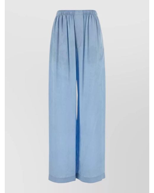 Balenciaga Blue Silk Wide-Leg Trousers