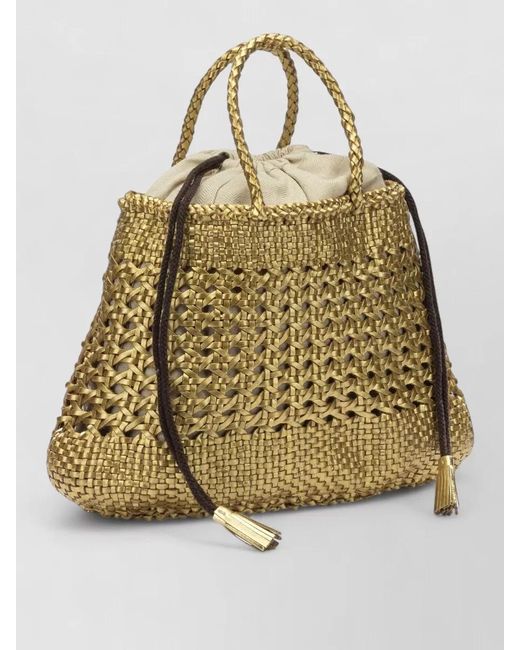 Dragon Diffusion Natural Santa Cano Medium Bucket Bag Tassel Handles
