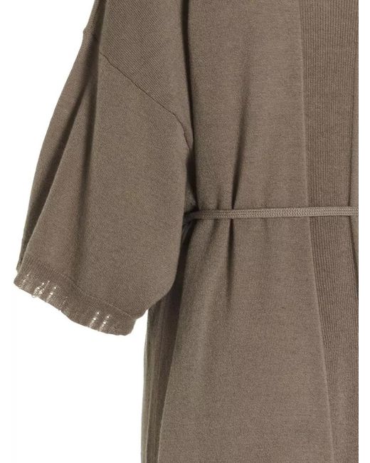 Nude Natural Knit Dress Short Sleeves Belted Waist
