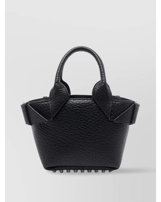 Alexander Wang Black Structured Leather Tote Bag With Buckle Detail