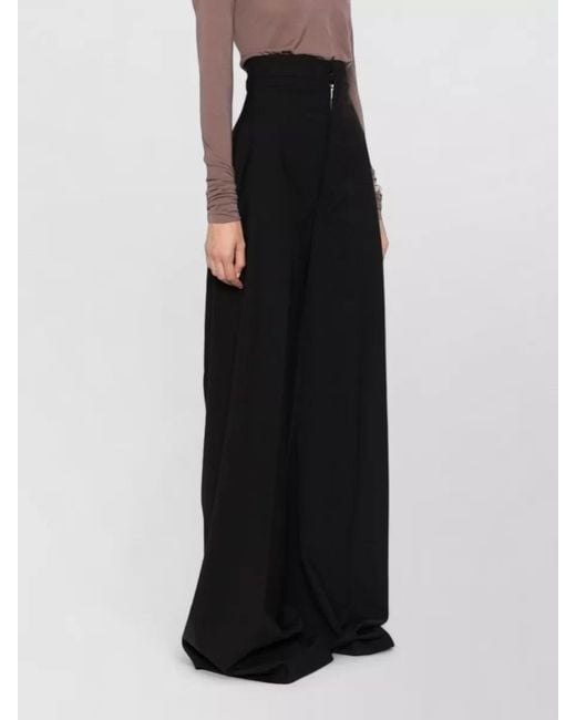 Rick Owens Black High Waist Tailored Wide Leg Pants