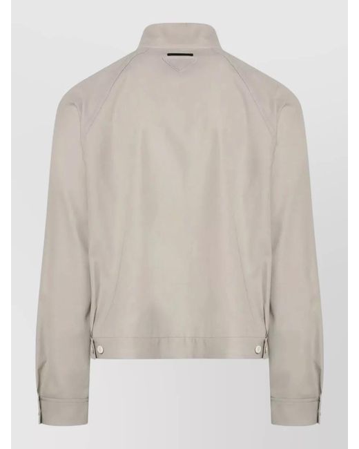 Prada White Structured Jacket High Collar Button Cuffs for men
