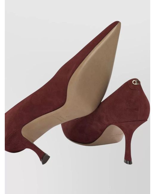 Ferragamo Red Elydea 70Mm Pumps Pointed Toe Suede