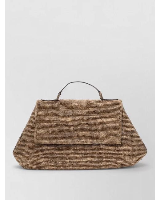 IBELIV Brown Rectangular Woven Tote Bag Top Handle Strap