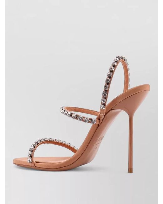 Paris Texas Pink Satin Crystal-Embellished Sandals