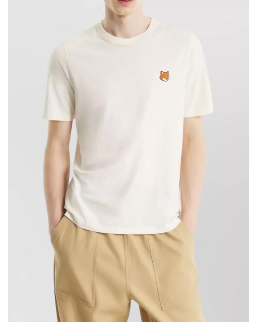Maison Kitsuné Natural Cotton Fox Motif Short-Sleeve T-Shirt for men