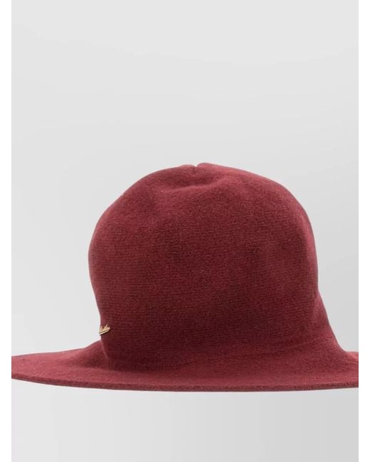 Borsalino Red Round Crown Wide Brim Wool Blend Hat
