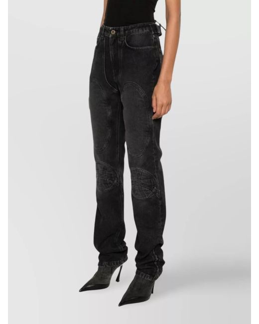 Jean Paul Gaultier Black Denim Padded Straight-Leg Trousers