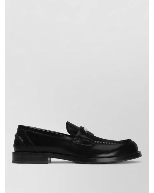 Dolce & Gabbana Black Corsaro Loafers Smooth Finish Stitched Detailing for men