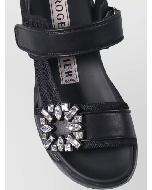 Roger Vivier Black Strass Sandal Chunky Sole Open Toe