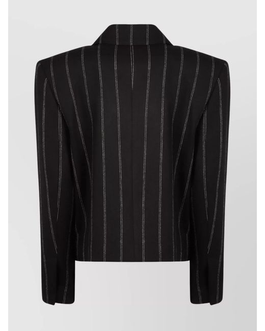 The Mannei Black Pinstripe Double Breasted Blazer