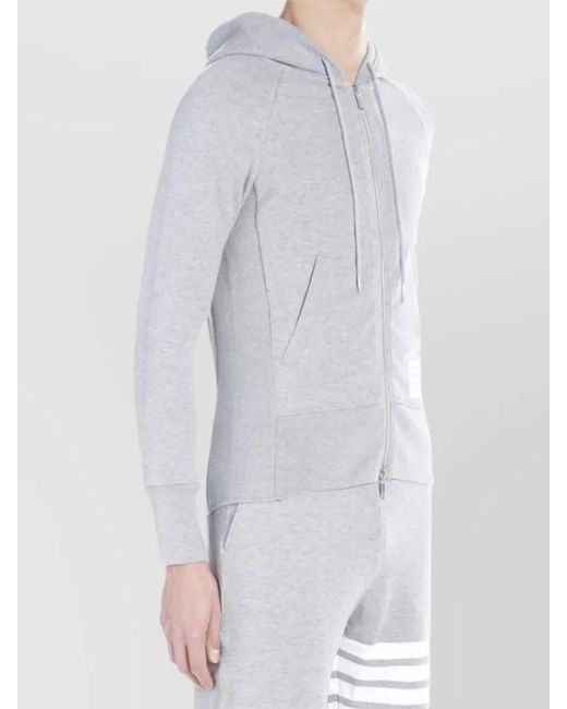 Thom Browne Blue Cotton Zip Up Hoodie for men