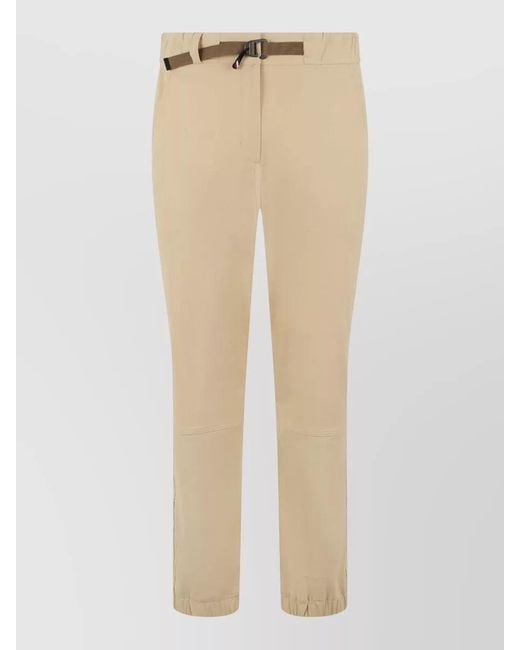 Moncler Natural Straight Trousers Contrasting Belt Ankle Length