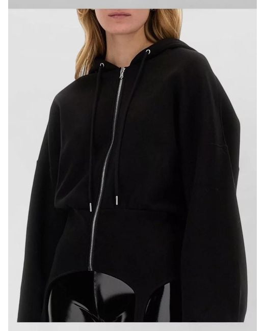Fiorucci Black Cropped Hooded Sweatshirt And Suspenders