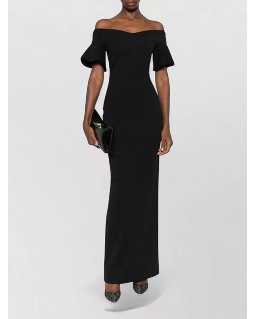 Solace London Black Cielo Off Shoulder Fitted Maxi Dress
