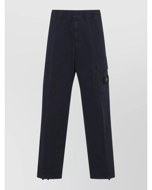 Stone Island Blue Cotton Relaxed-Fit Straight-Leg Cargo Pants for men