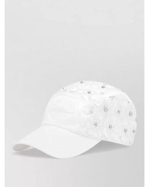 Dolce & Gabbana White Cotton Rhinestone-Embellished Baseball Cap