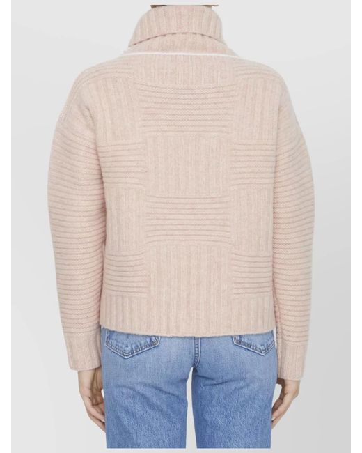 Bottega Veneta Blue Ribbed Turtleneck Wool Jumper