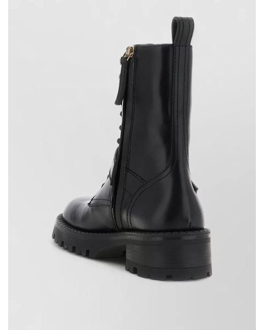 Versace Black Ankle Lace Up Boots Chunky Sole