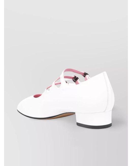 CAREL PARIS White Patent Leather Mary Jane Ballerina Flats