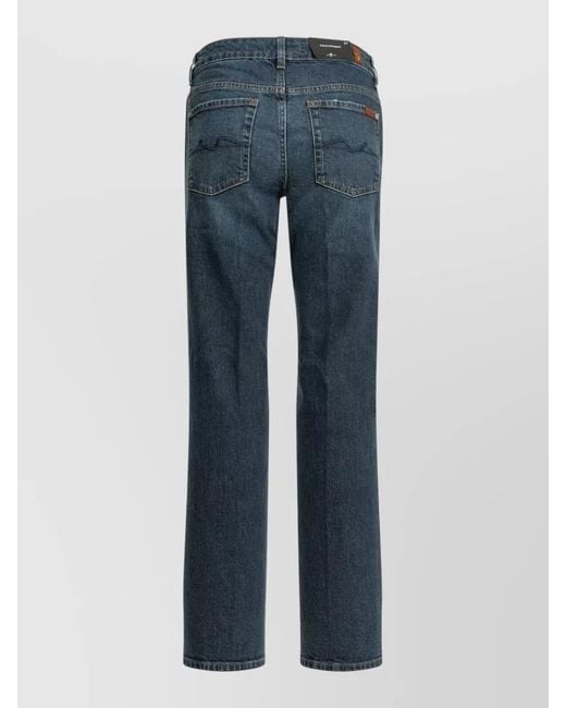 7 For All Mankind Blue Mid Rise Straight Leg Denim Jeans