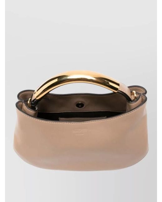 Moschino Natural Smooth Leather Clutch Bag Tone Hardware