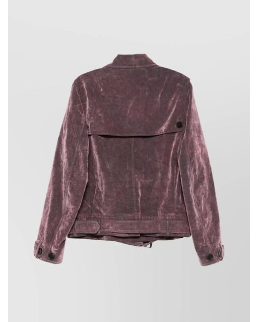 Dries Van Noten Purple Corduroy Biker Jacket for men