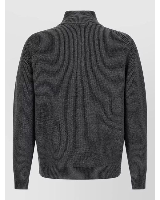 J.W. Anderson Gray High Collar Rib Knit Half Zip Sweater for men
