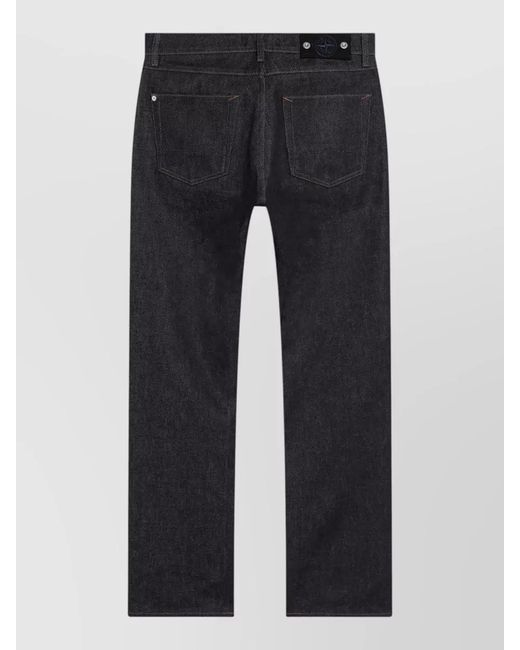 Stone Island Blue Straight Leg Denim Jeans Five Pocket Design for men