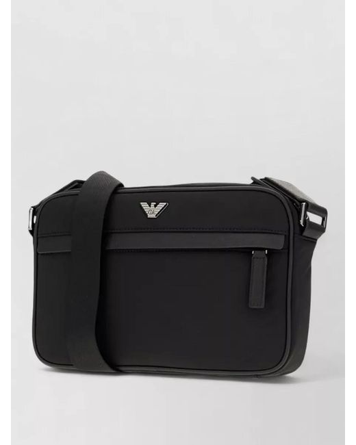 Emporio Armani Black Crossbody Bag Adjustable Strap Front Pocket for men