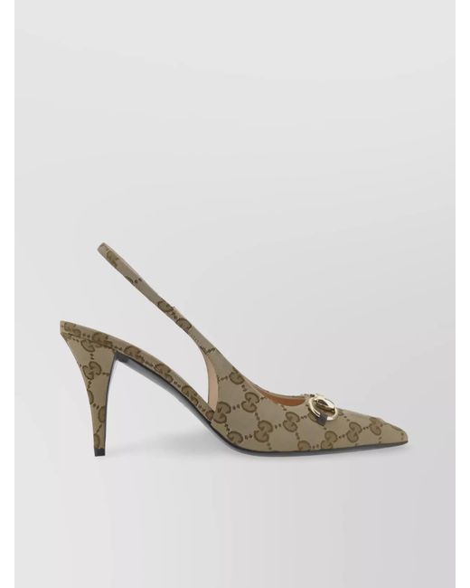 Gucci Metallic Gg Supreme Jacquard Logo Pattern Pumps