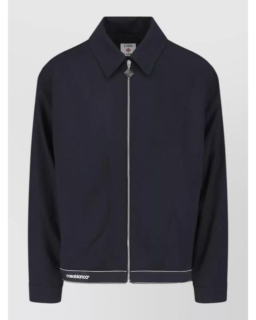 Casablanca Blue Casual Coat Collared Design Contrast Trim for men