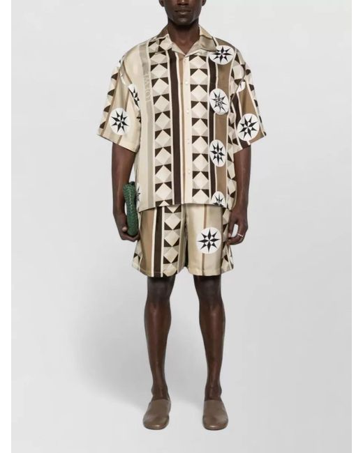 Loewe Natural Silk Shorts Geometric Pattern Mid Length for men