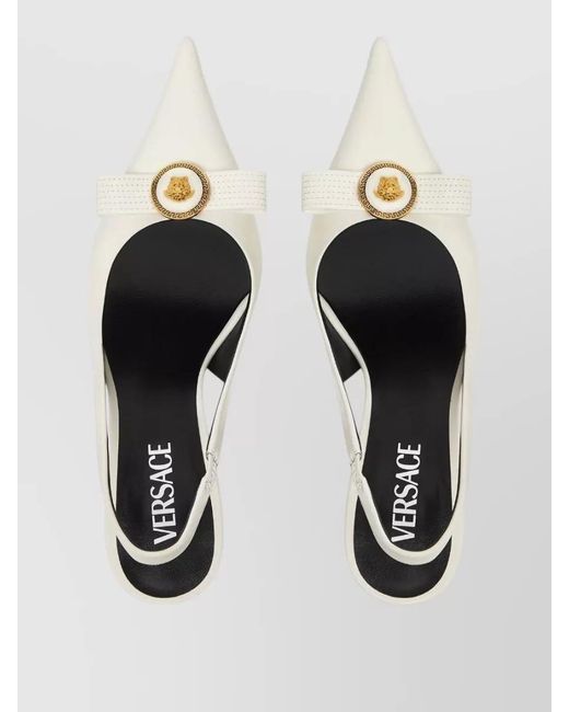 Versace White High Heel Pumps Pointed Toe Slingback Strap