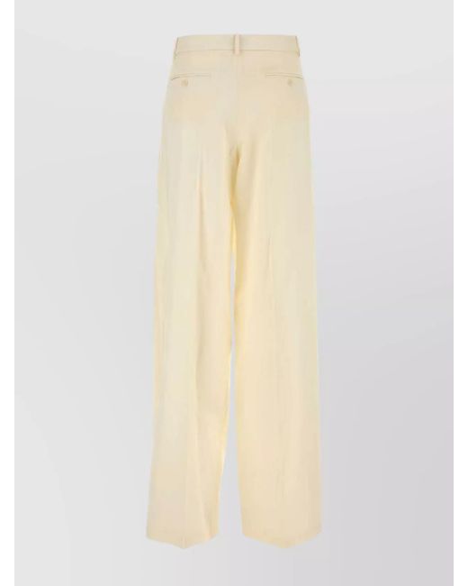 Magda Butrym White Silk Wide-Leg Trousers