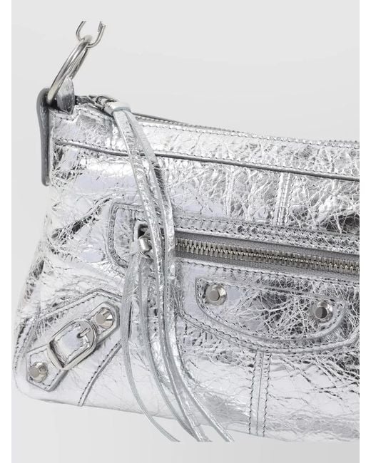Balenciaga White Le City Moto Mini Shoulder Clutch Bag